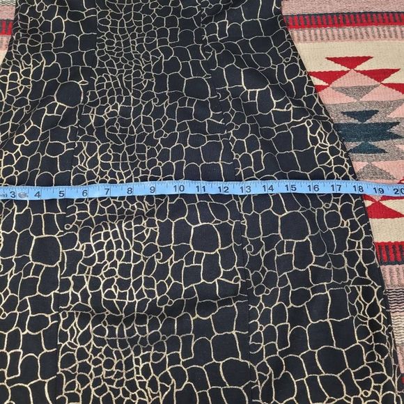 Vtg Cache Black Gold Animal Print Sheath Dress Sz 8 Sleeveless Knee Length - Picture 9 of 10